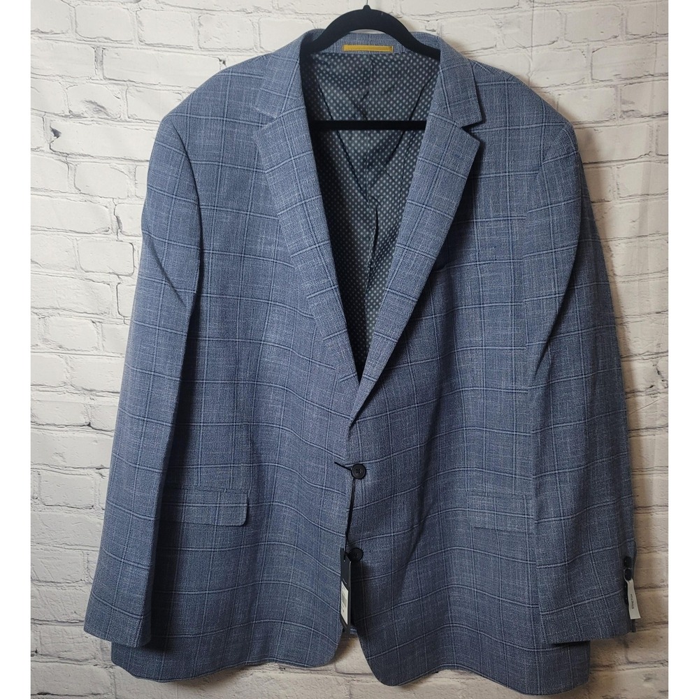 Johnny Bigg Blazer Mens 56 Blue Check Ellery Stretch Sport‎ Coat Big & Tall NWT